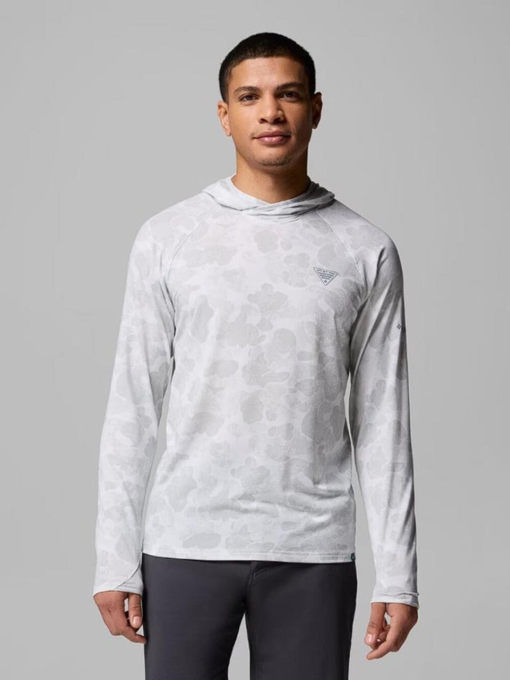 COLUMBIA Men's PFG Uncharted II Printed Hoodie Size M In Cool Grey Deltawoods